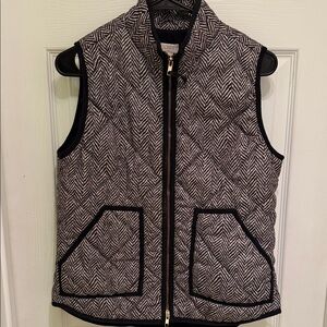 J. Crew Black and White Herringbone Vest